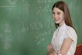 success girl on math lesson